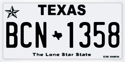 TX license plate BCN1358