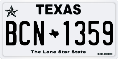 TX license plate BCN1359