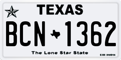 TX license plate BCN1362