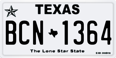 TX license plate BCN1364