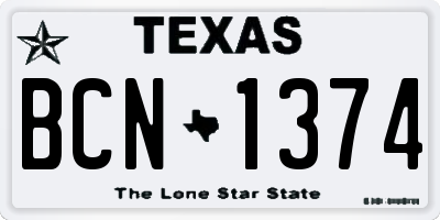 TX license plate BCN1374