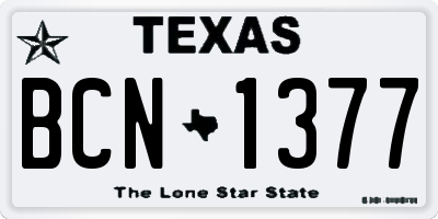 TX license plate BCN1377