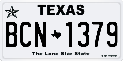 TX license plate BCN1379