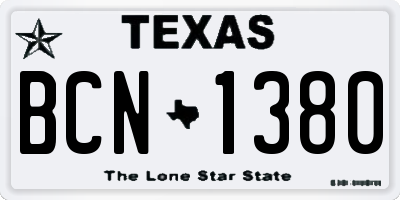 TX license plate BCN1380