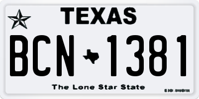 TX license plate BCN1381