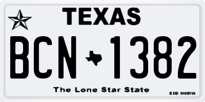 TX license plate BCN1382