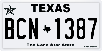 TX license plate BCN1387