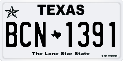 TX license plate BCN1391