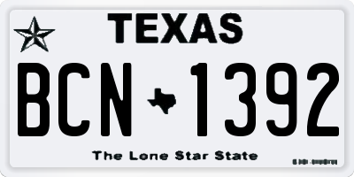 TX license plate BCN1392