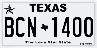 TX license plate BCN1400