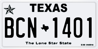 TX license plate BCN1401