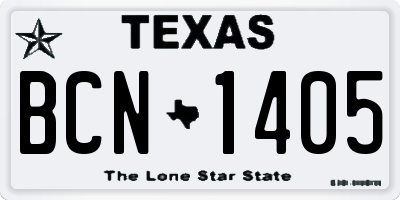 TX license plate BCN1405
