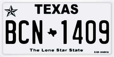 TX license plate BCN1409