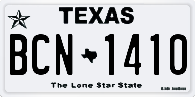 TX license plate BCN1410