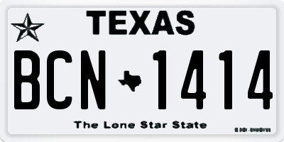 TX license plate BCN1414
