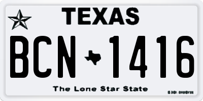 TX license plate BCN1416