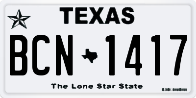 TX license plate BCN1417