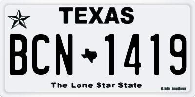 TX license plate BCN1419