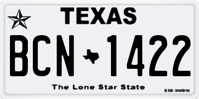 TX license plate BCN1422
