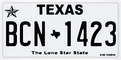 TX license plate BCN1423