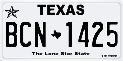 TX license plate BCN1425