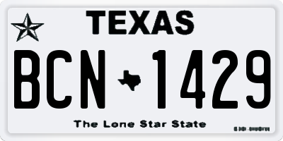TX license plate BCN1429