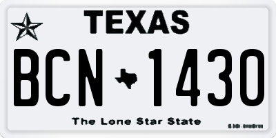 TX license plate BCN1430