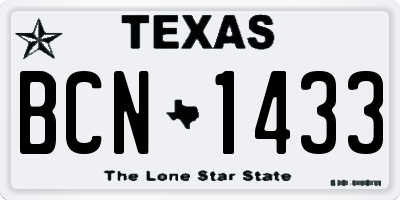 TX license plate BCN1433