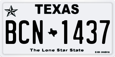 TX license plate BCN1437