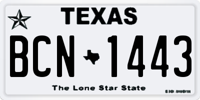 TX license plate BCN1443