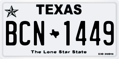 TX license plate BCN1449