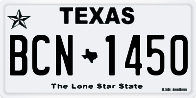 TX license plate BCN1450
