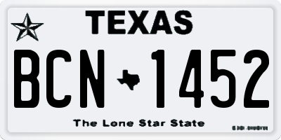 TX license plate BCN1452