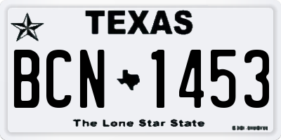 TX license plate BCN1453