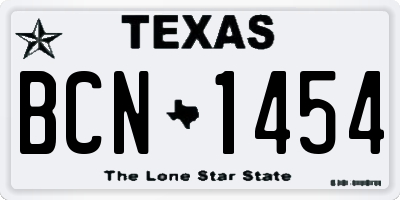 TX license plate BCN1454