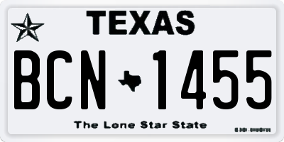 TX license plate BCN1455
