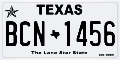 TX license plate BCN1456