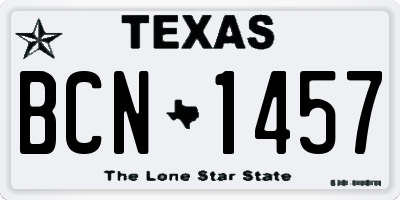 TX license plate BCN1457
