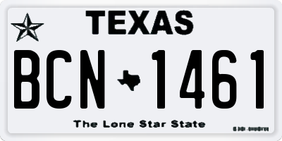 TX license plate BCN1461