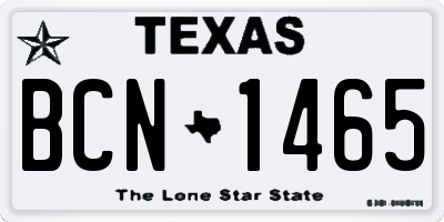 TX license plate BCN1465