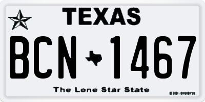 TX license plate BCN1467