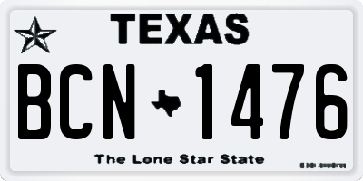 TX license plate BCN1476