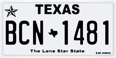 TX license plate BCN1481