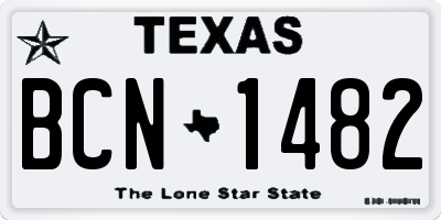 TX license plate BCN1482