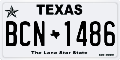 TX license plate BCN1486