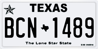 TX license plate BCN1489