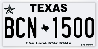TX license plate BCN1500