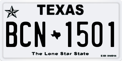 TX license plate BCN1501