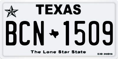 TX license plate BCN1509