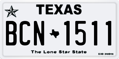 TX license plate BCN1511